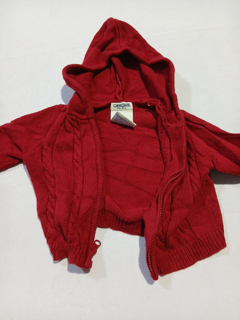 Red Knit Zip-Up Hoodie