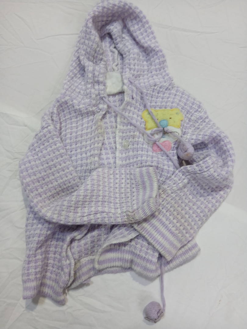 Hooded Knit Cardigan with Bear Applique