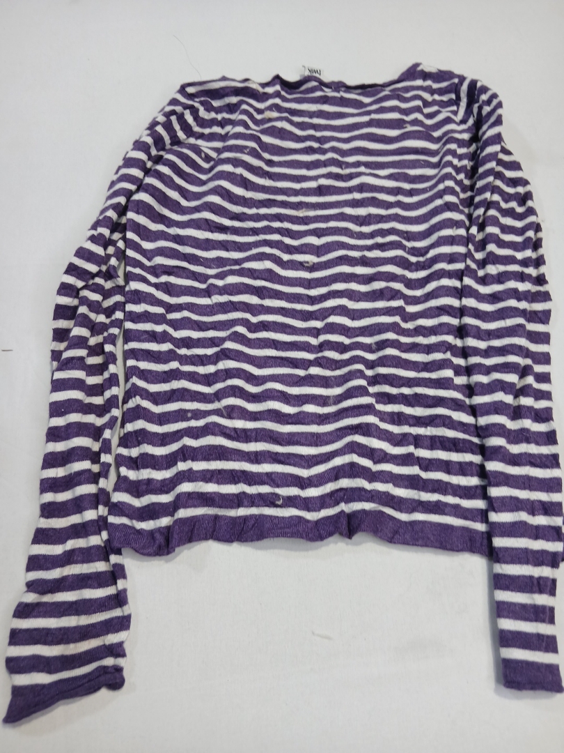 Purple and White Striped Long Sleeve Top