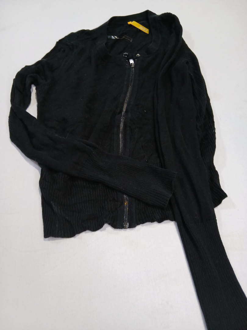Black Knit Zip-Up Cardigan