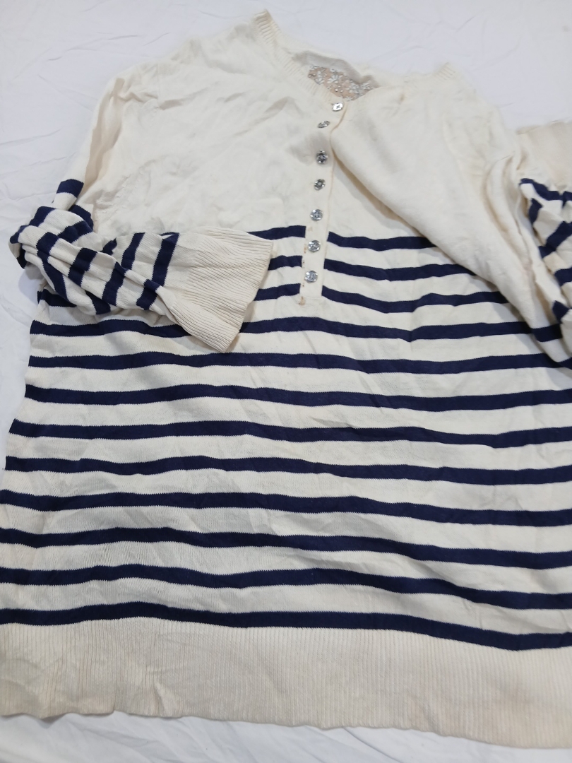Striped Button-Up Knit Cardigan