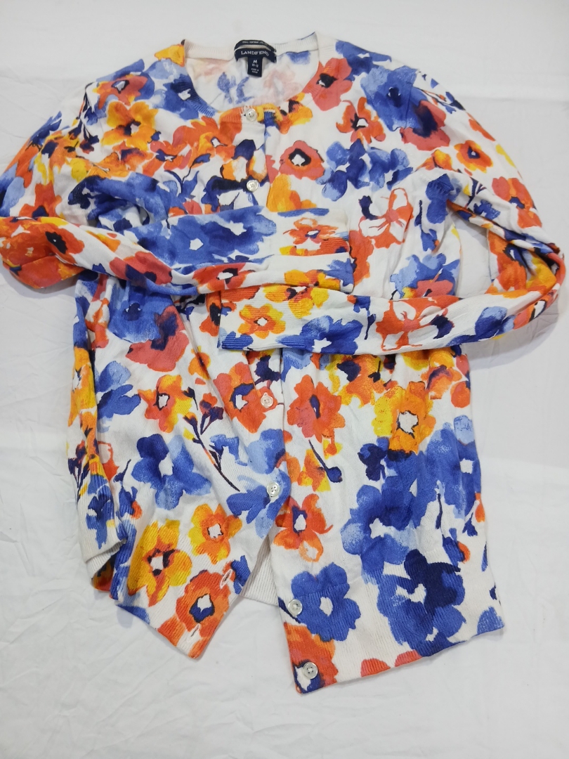 Lands' End Floral Print Cardigan