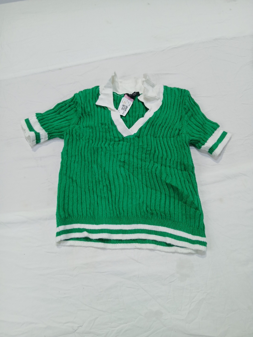 Witty Fox Green and White Knit Polo Shirt