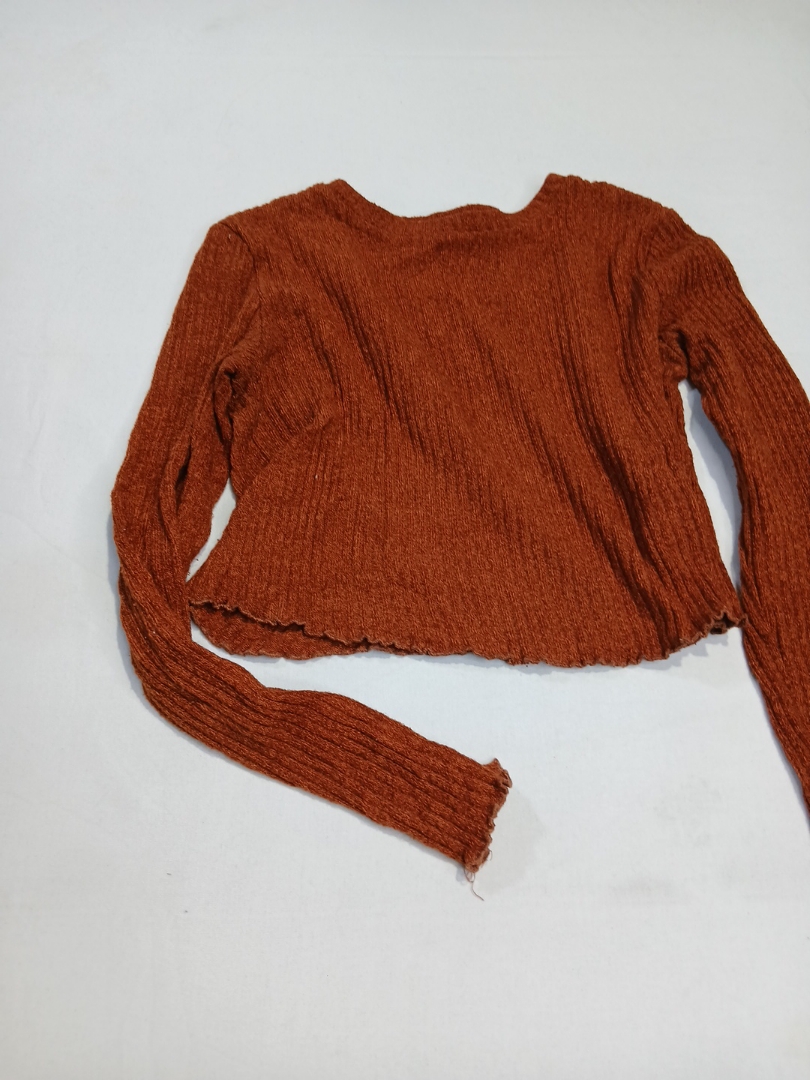 Shein Brown Ribbed Long Sleeve Top