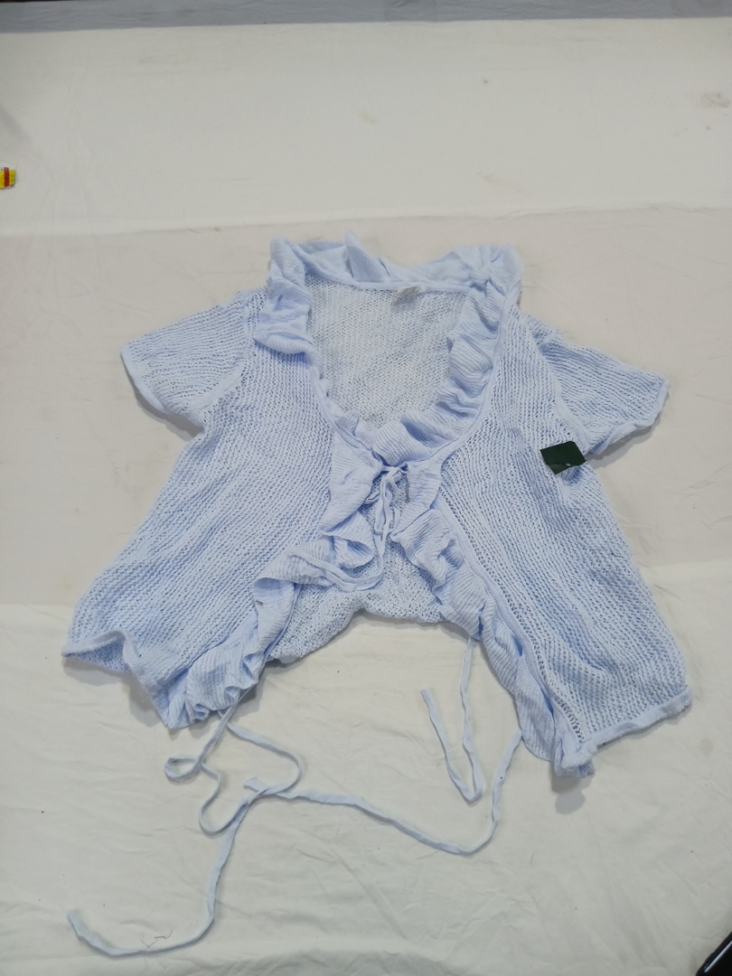 Wild Fable Blue Ruffle Knit Cardigan