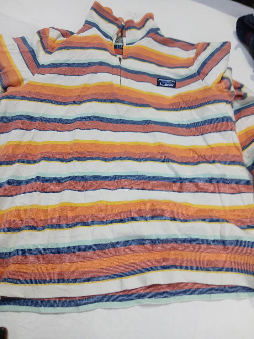L.L.Bean Striped 1/4 Zip Pullover