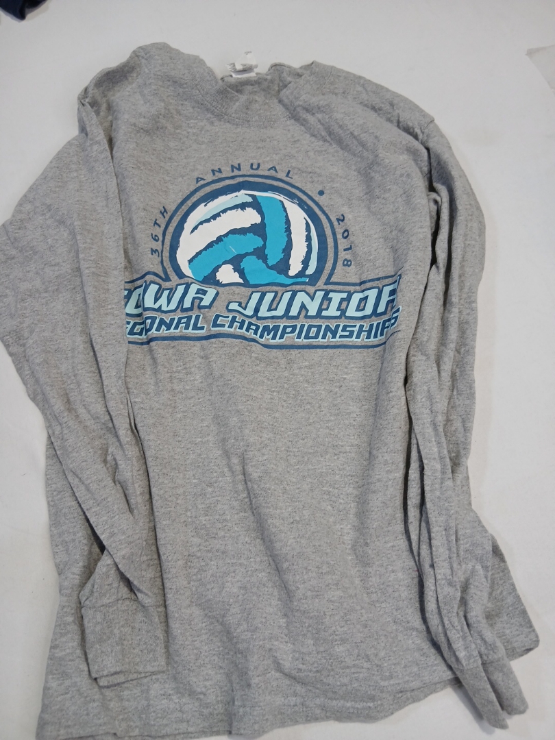 Gray Long Sleeve T-shirt with Volleyball Graphic
