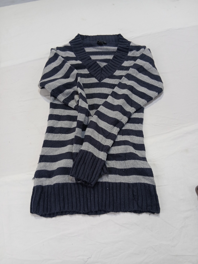 Striped V-Neck Knit Sweater