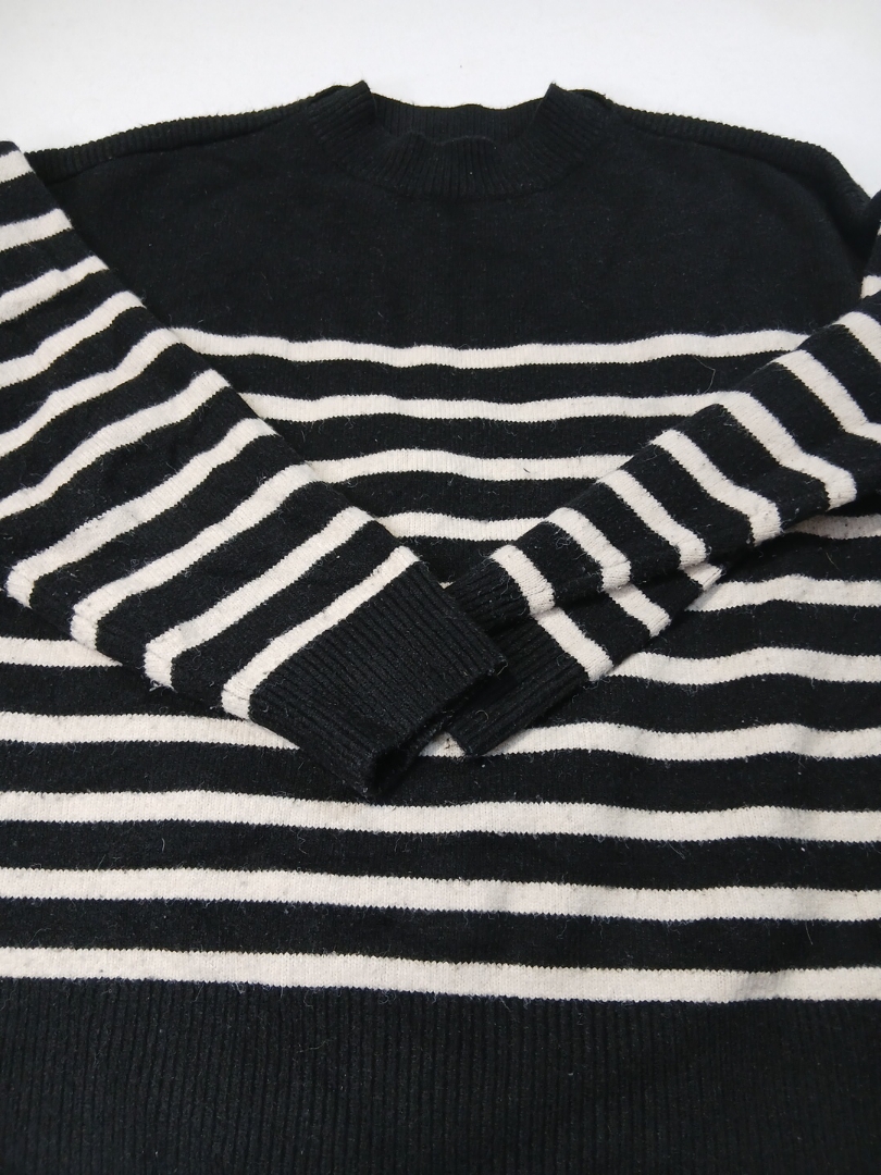 ZARA Black and White Striped Knit Sweater