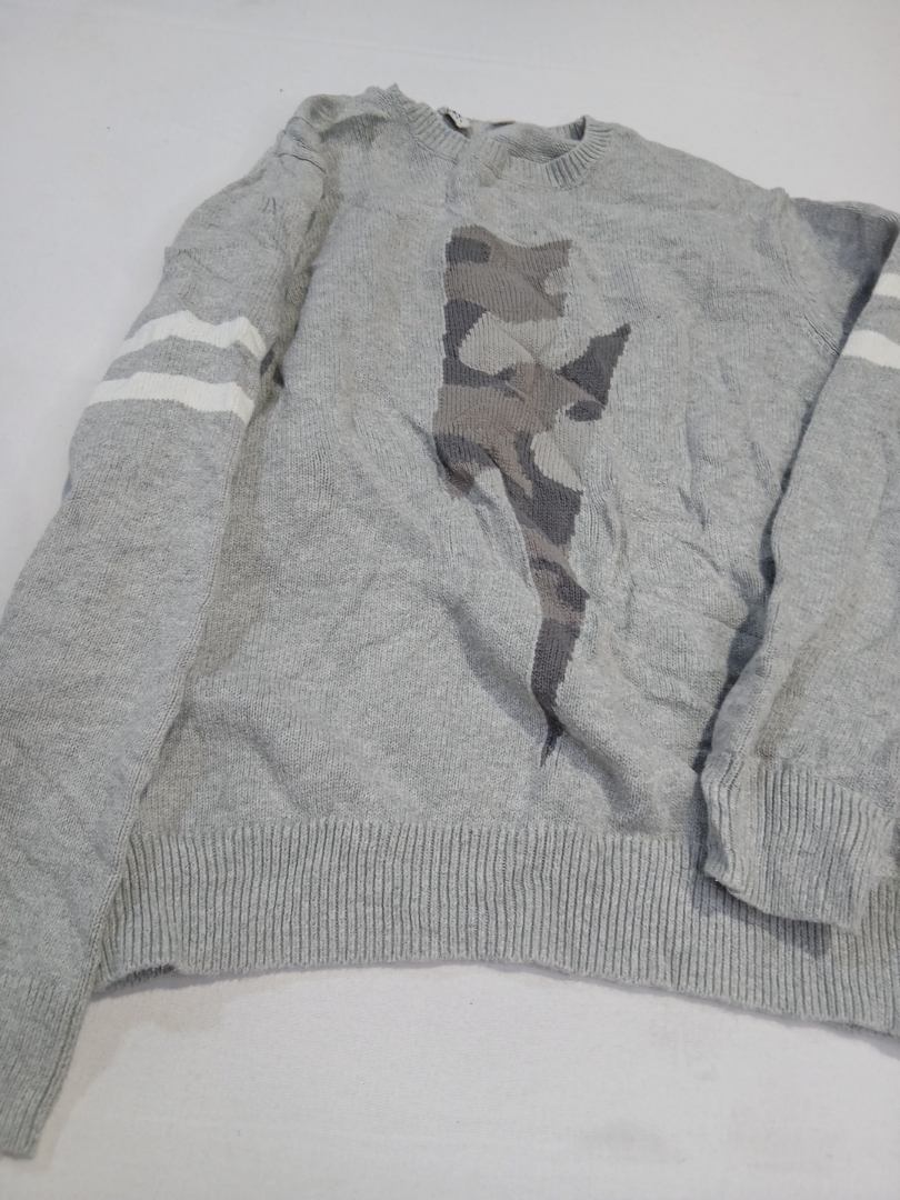 Maglione a strisce grigio mimetico con fulmine GAP..