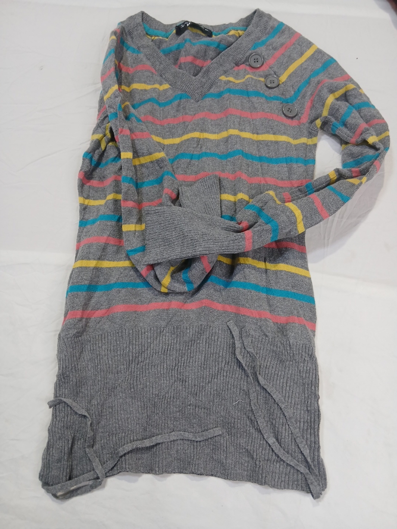 Striped V-Neck Knit Sweater