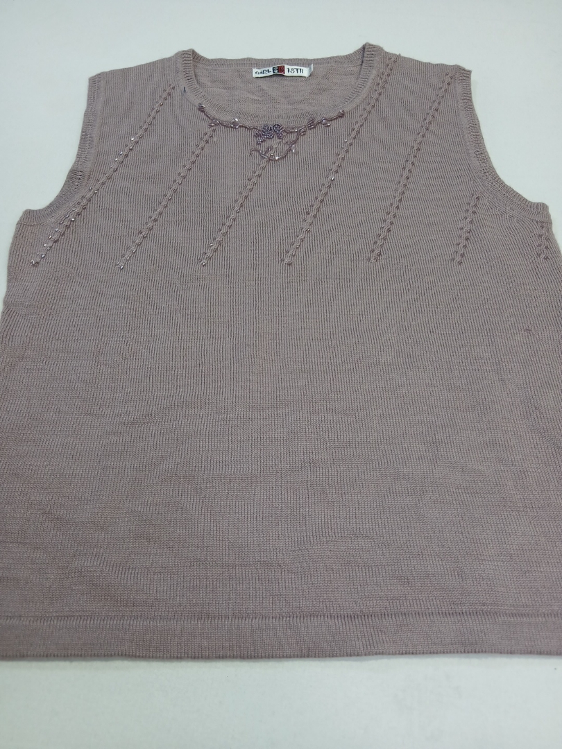 Top in maglia senza maniche con dettagli di perlin..