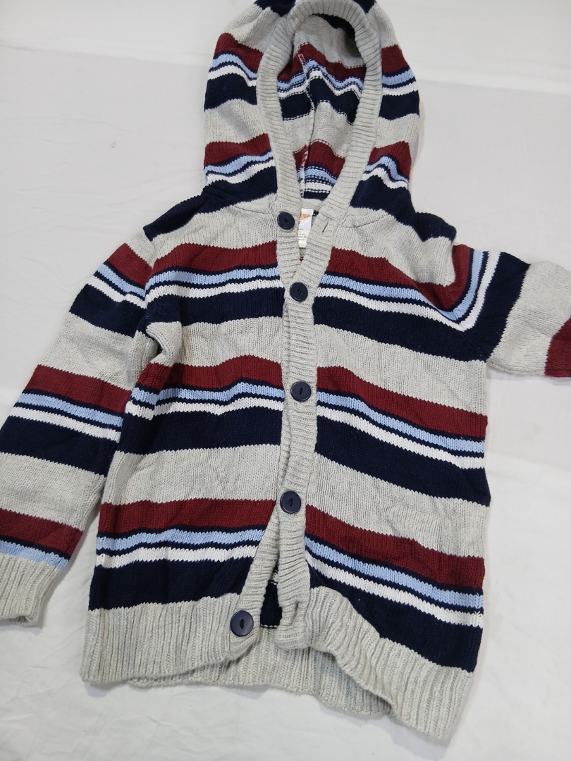 Striped Knit Hoodie Cardigan