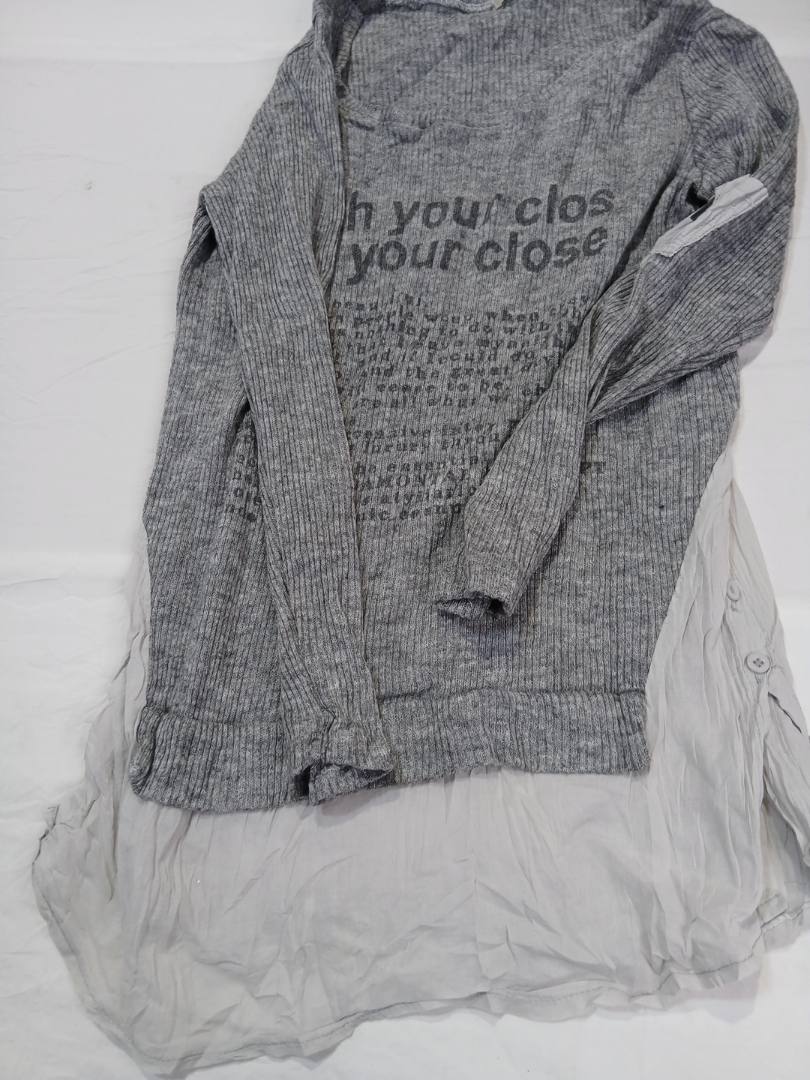 NS. jianmeng Grey Knit Top with Layered Bottom