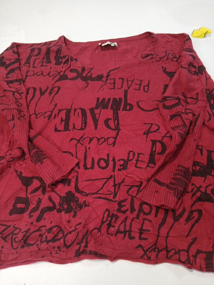 J'IDÉE Red Graphic Print Long Sleeve Top