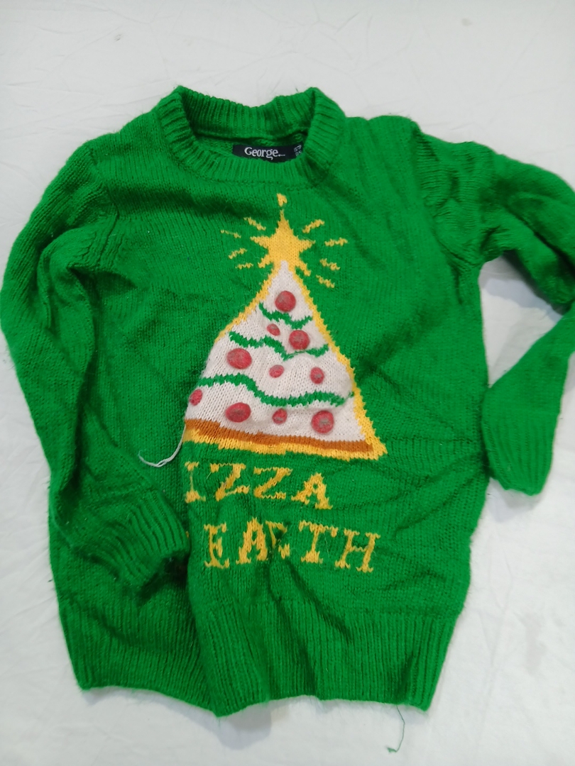 Green Pizza Earth Christmas Sweater