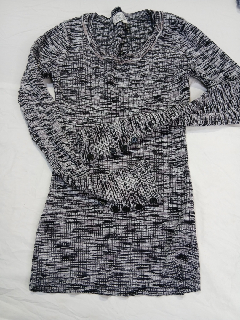 Pink Rose Black and White Knit Top