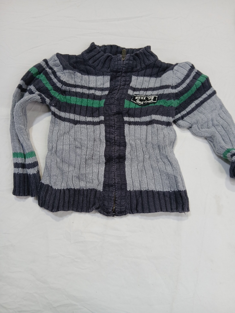 MEXX '98 Rock Tour Striped Knit Zip-Up Sweater