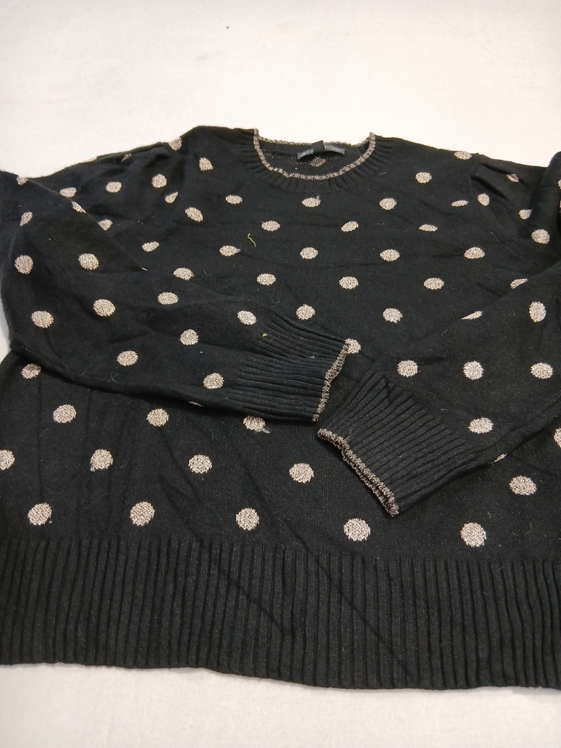 Adrianna Papell Black Polka Dot Knit Sweater