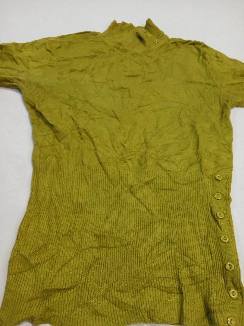 Le Chateau Olive Green Ribbed Knit Turtleneck Top