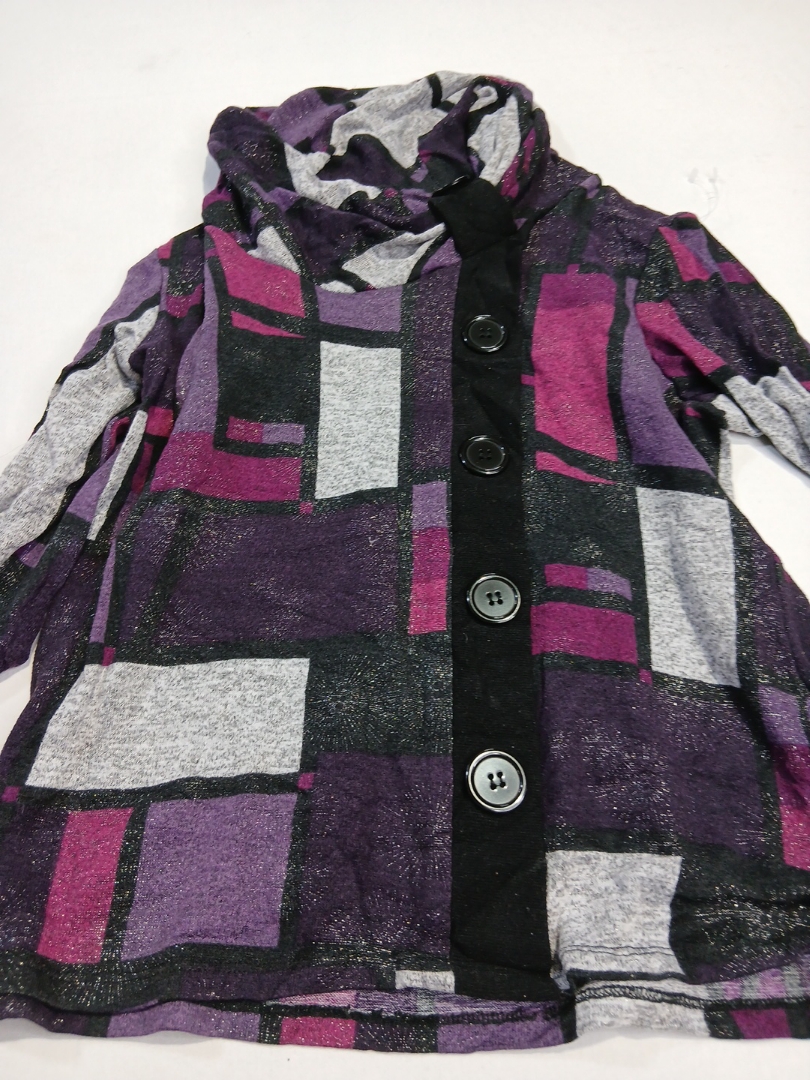 Emotions Geometric Print Button-Up Cardigan