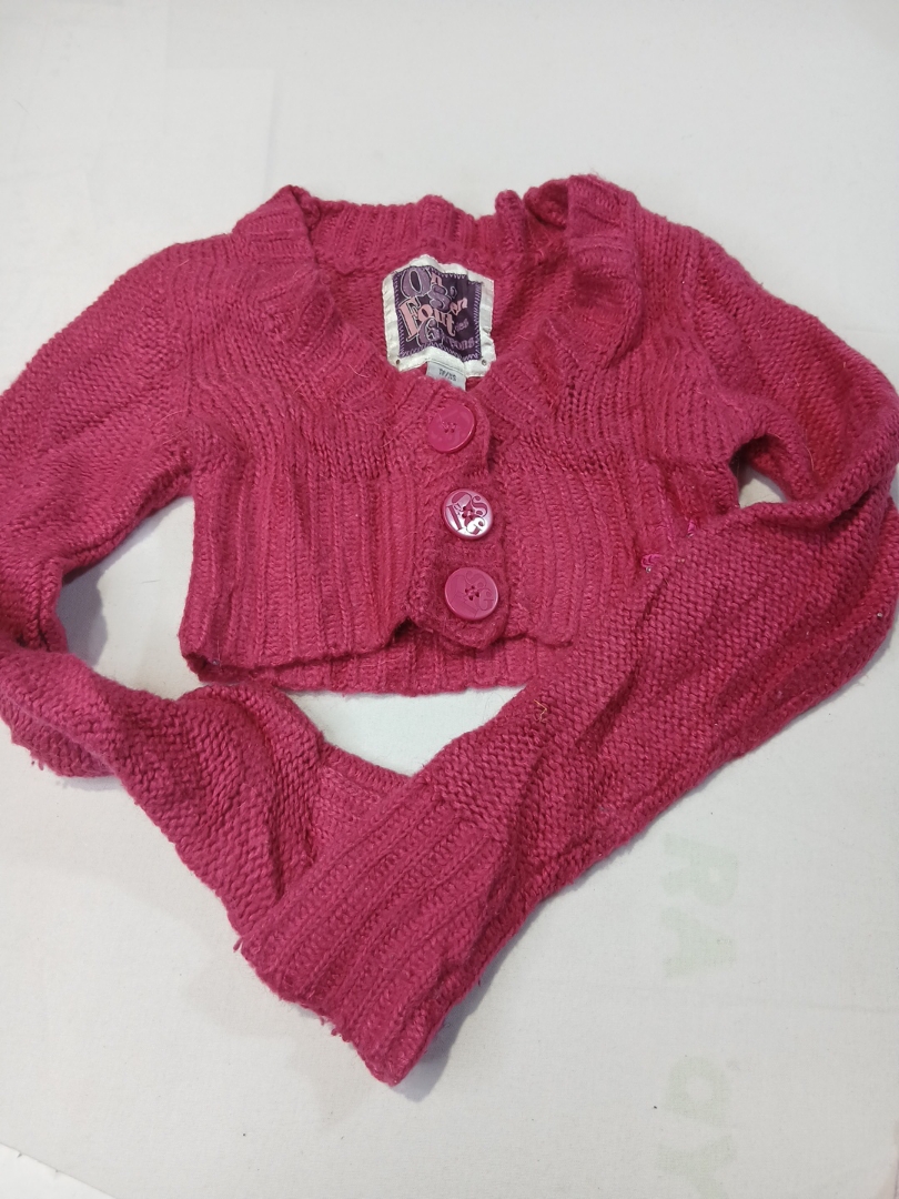 Pink Cropped Knit Cardigan