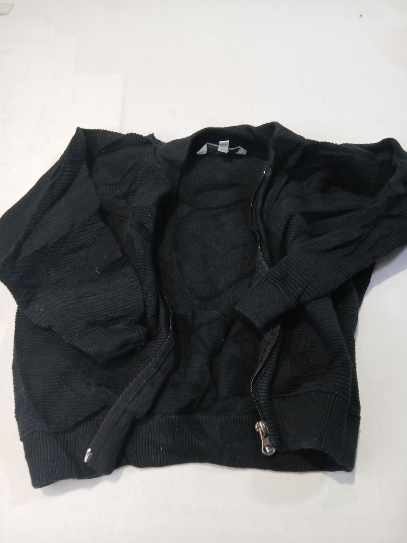 Black Knit Zip-Up Cardigan