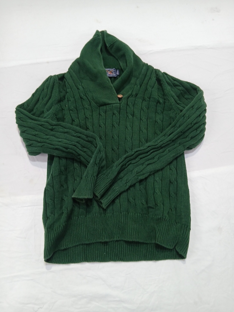 American Living Green Cable Knit Shawl Collar Swea..