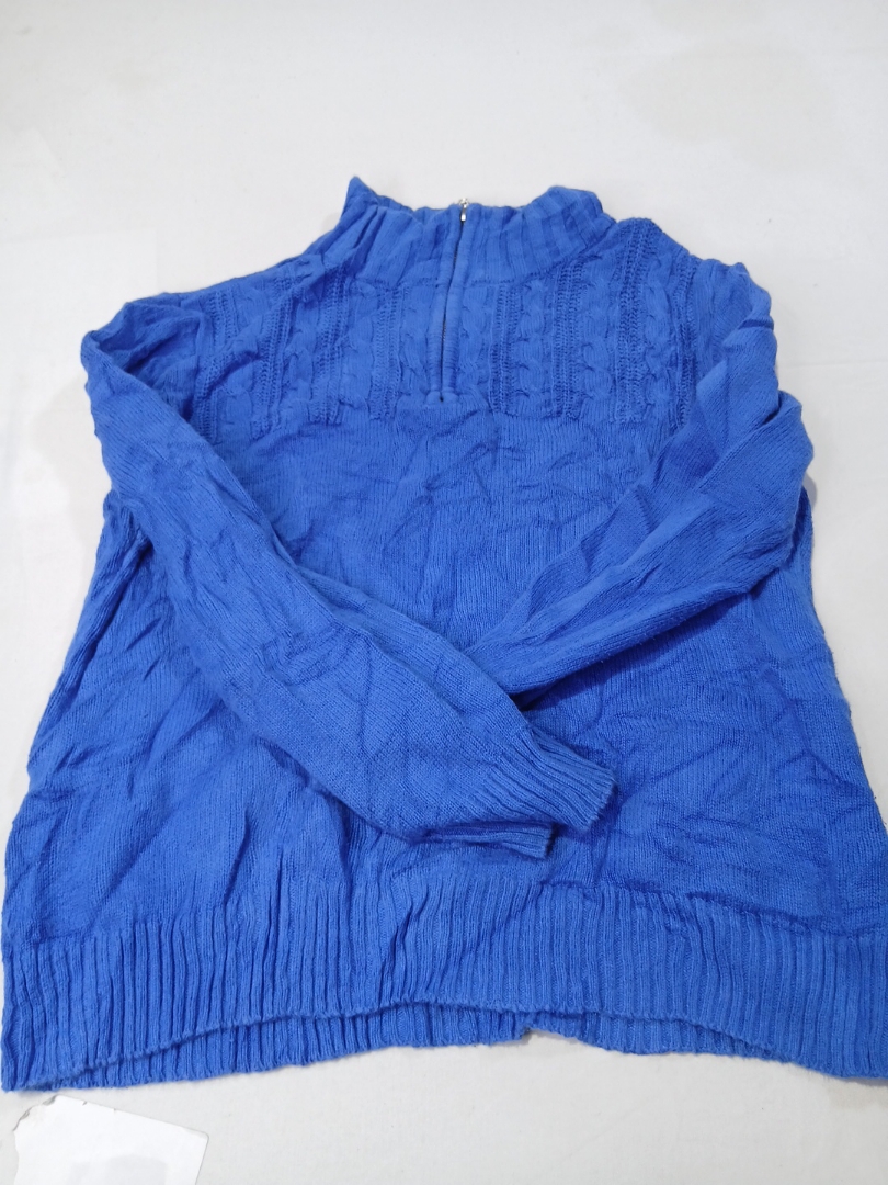 Karen Scott Blue 1/4 Zip Knit Sweater