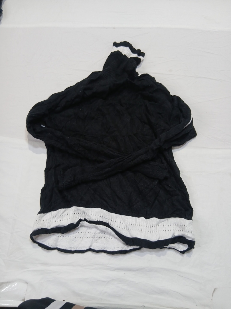 Black and White Knit Turtleneck Sweater