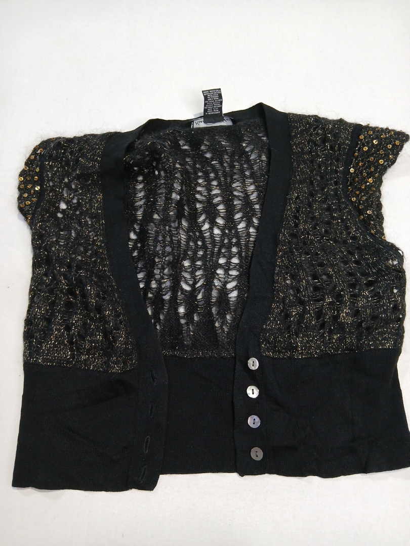 Heart Moon Star Black and Gold Sequin Knit Cardiga..