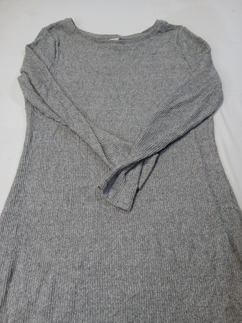 A New Day Gray Ribbed Knit Long Sleeve Dress