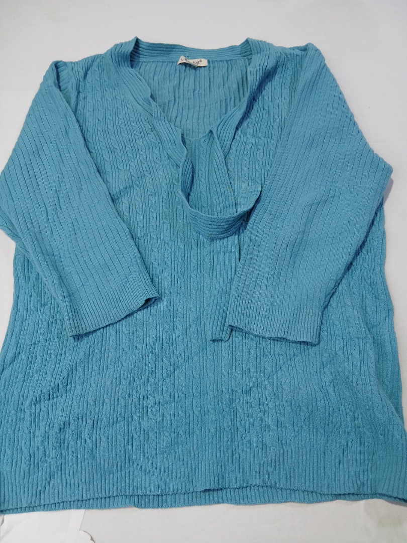 Pull à col noué en tricot bleu Jessica Plus