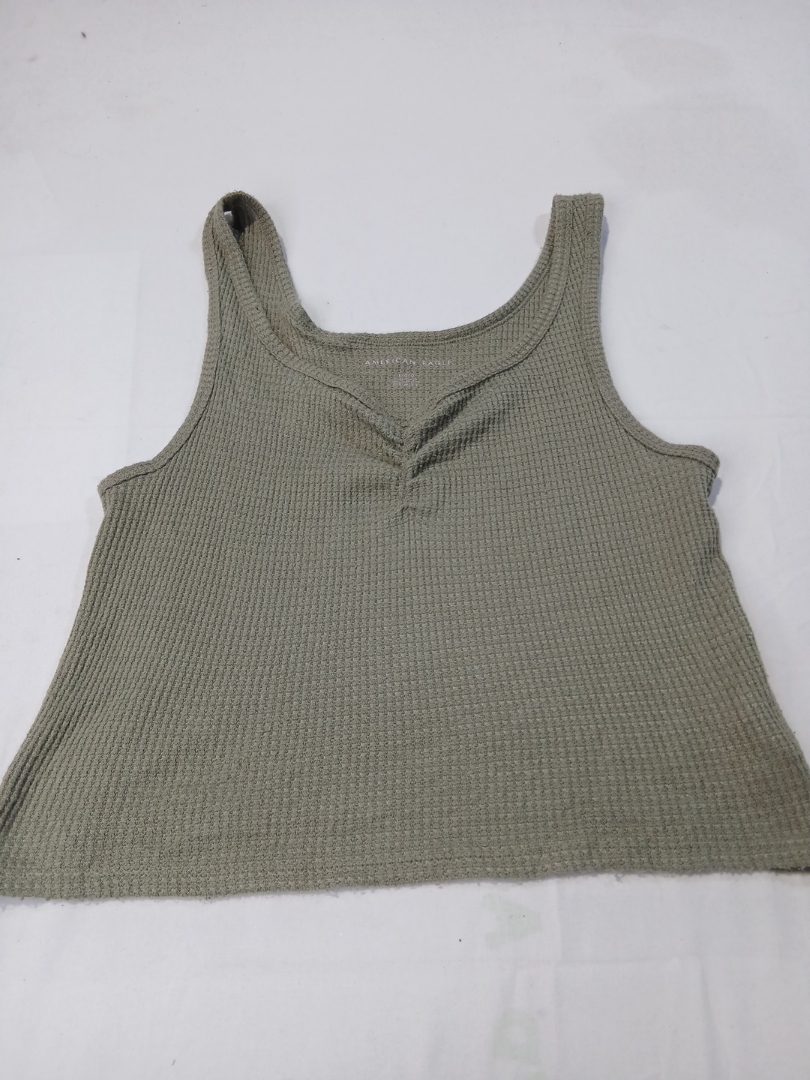 American Eagle Olive Green Waffle Knit Tank Top