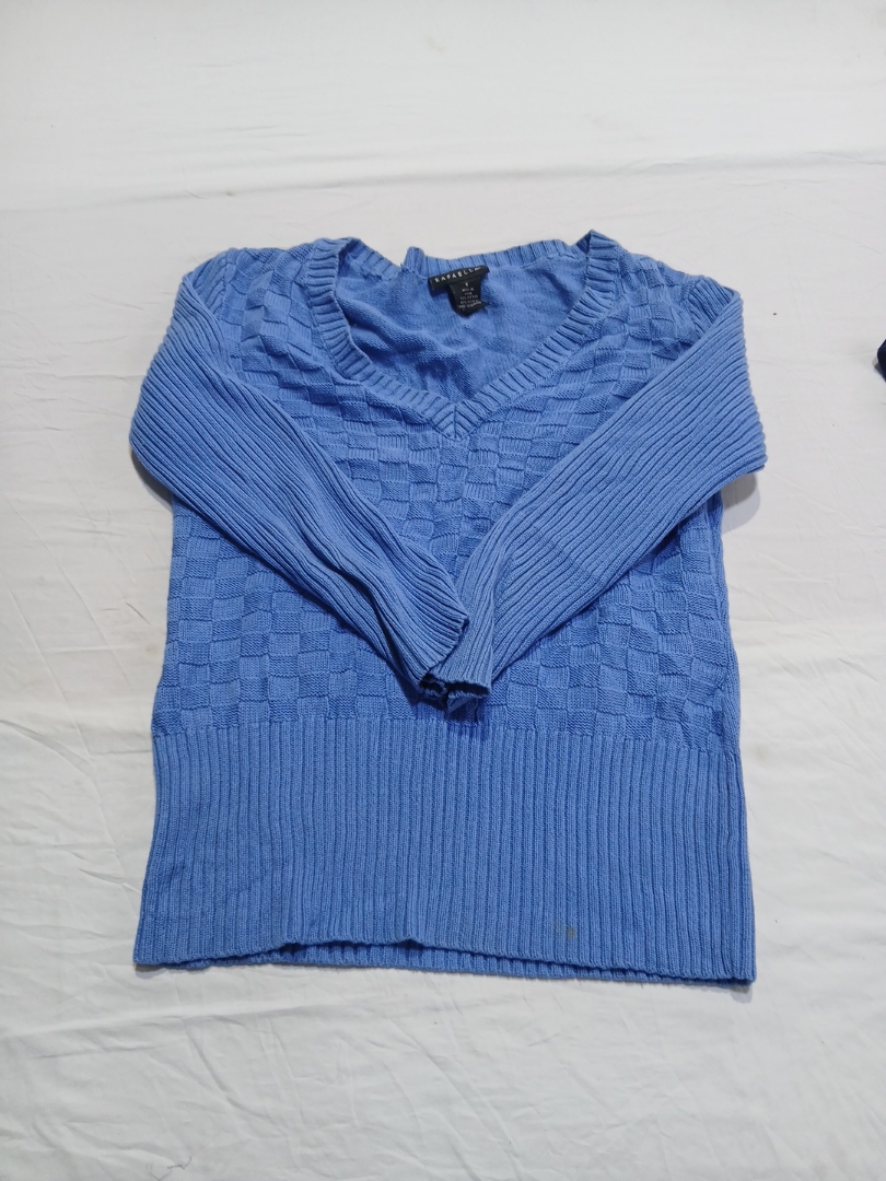 Rafaella Blue V-Neck Knit Sweater