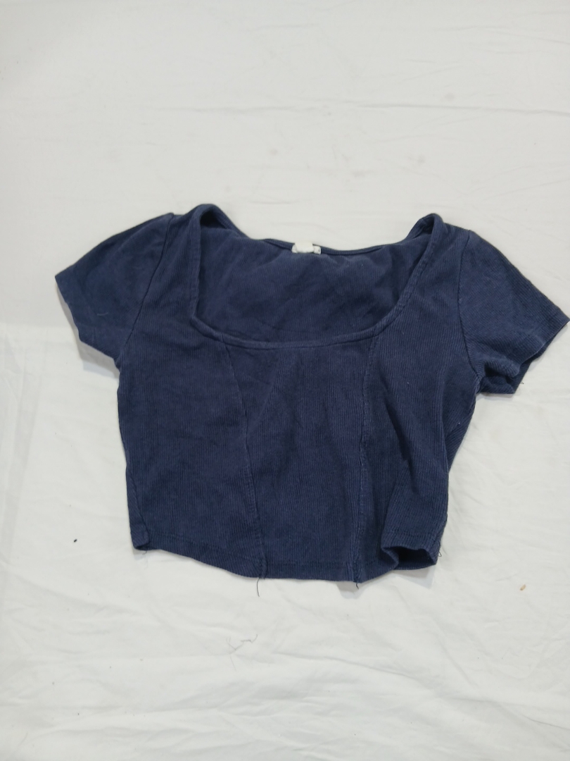 Garage Blue Ribbed Cropped Top