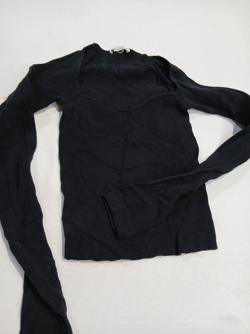 Zara Black Ribbed Long Sleeve Top
