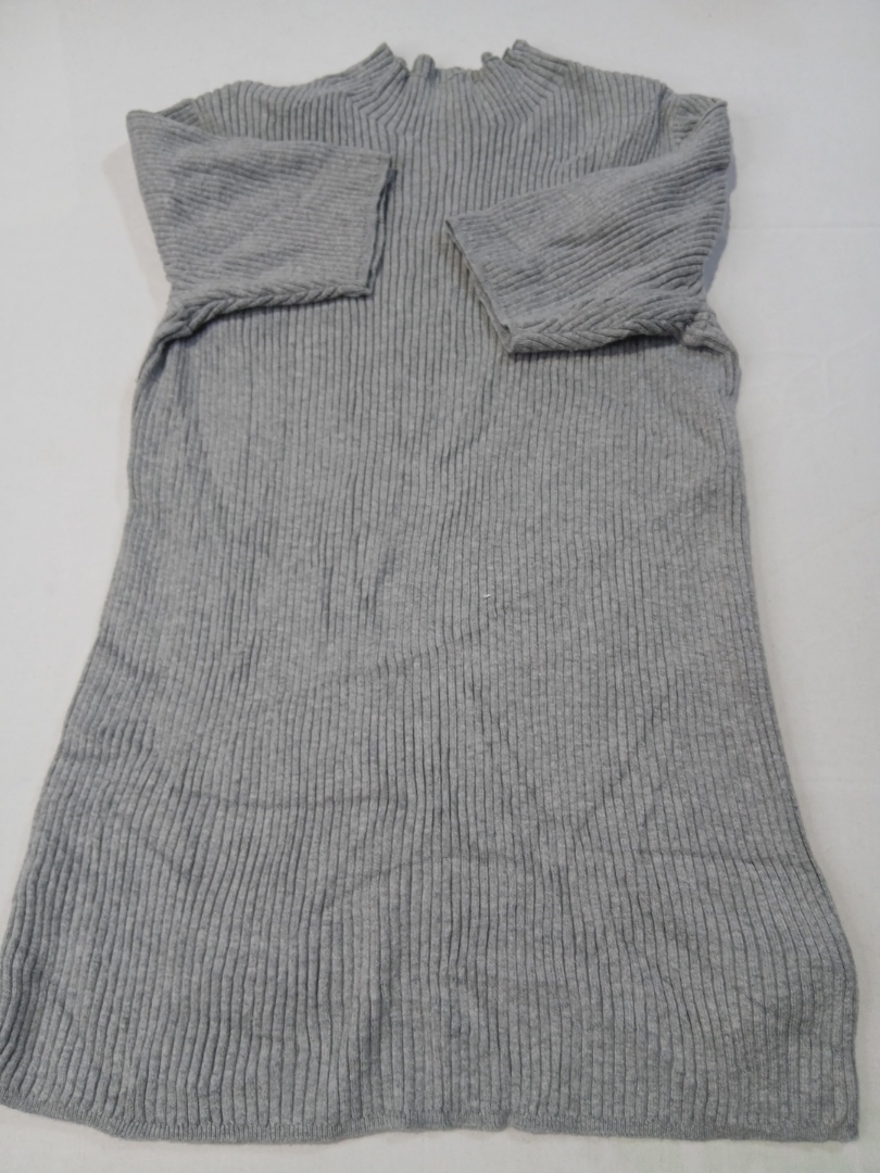 グレーリブタートルネックセーター