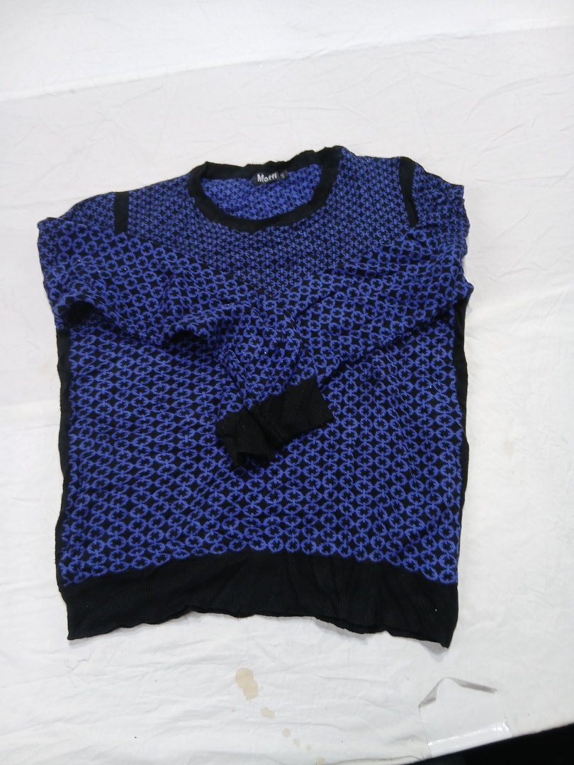Blue and Black Knit Top