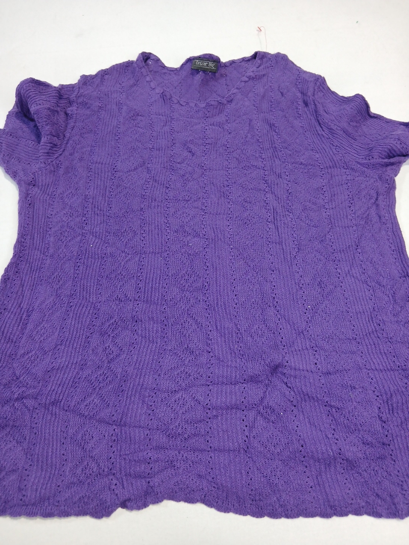 トリコットボックスパープルニットトップ