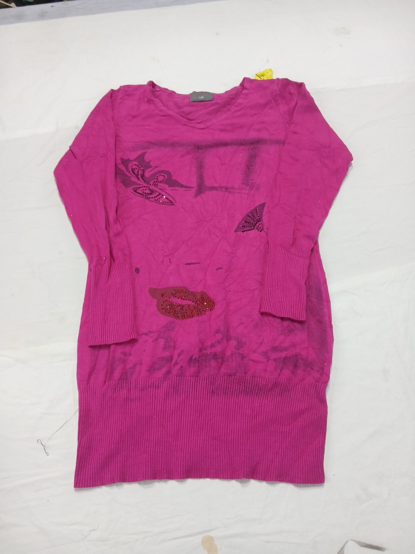 Top in Maglia Rosa con Design Glitterato