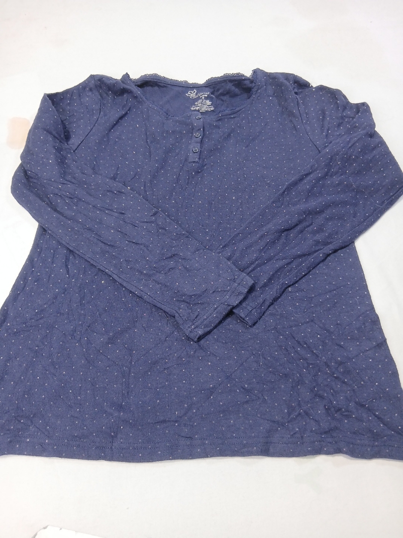 Chemise Henley à manches longues bleue pour femmes..