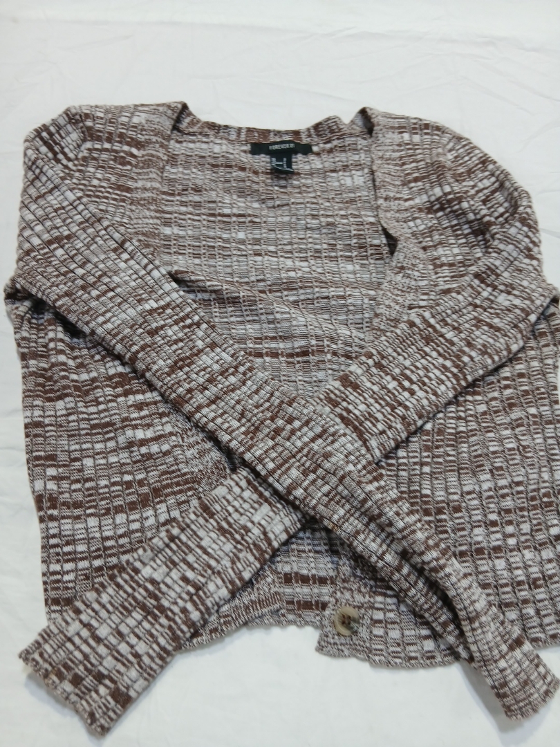 Brown and White Knit Sweater