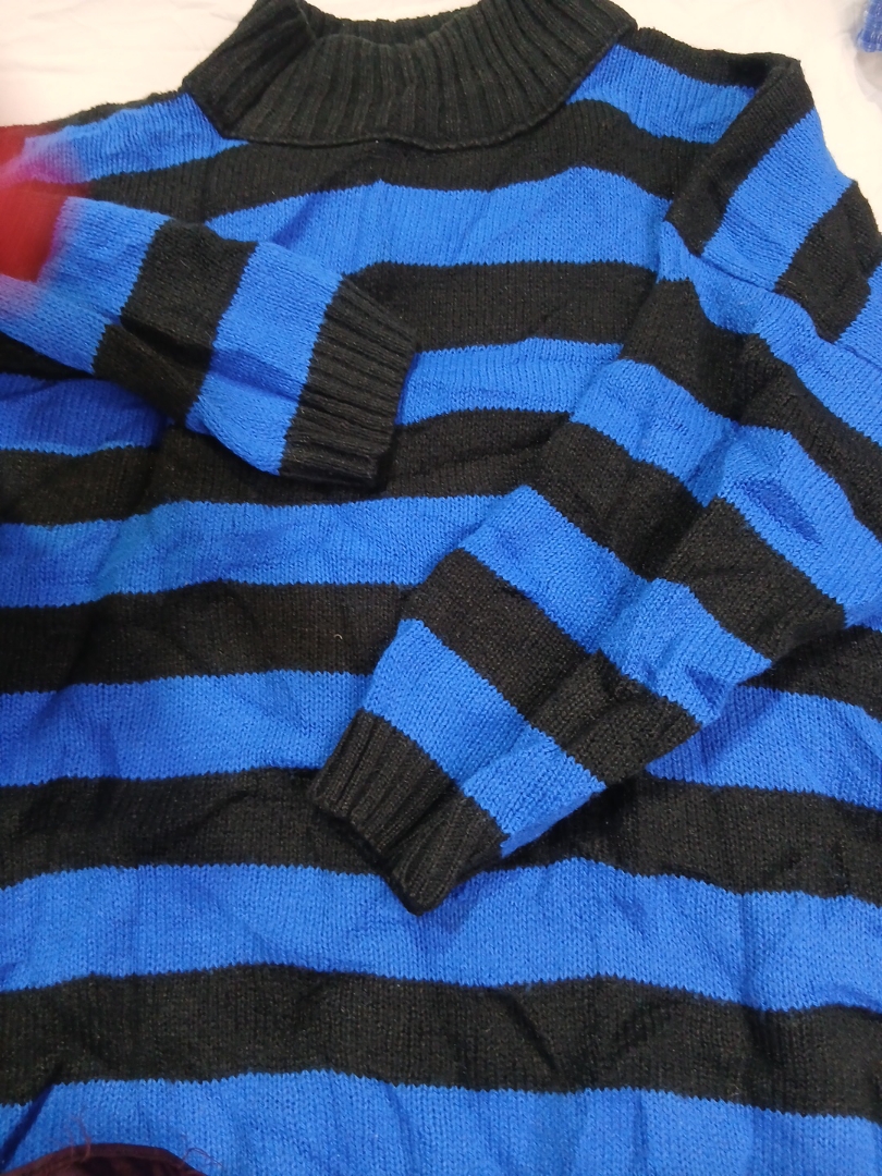 Blue and Black Striped Sweater