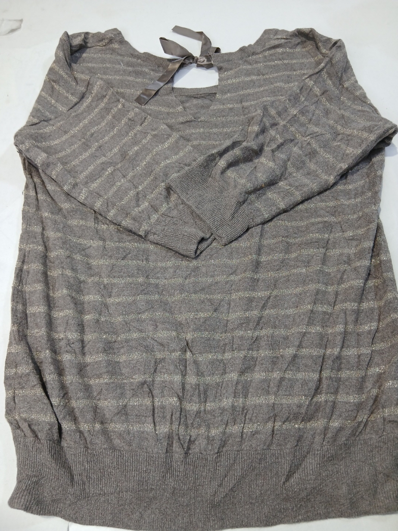 Motherhood Maternity Gray Striped Tunic Top