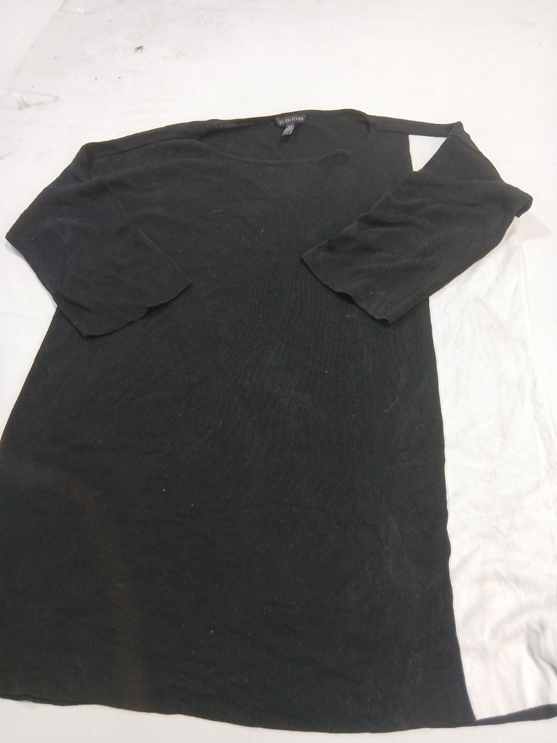 Eileen Fisher Black Ribbed T-Shirt Dress