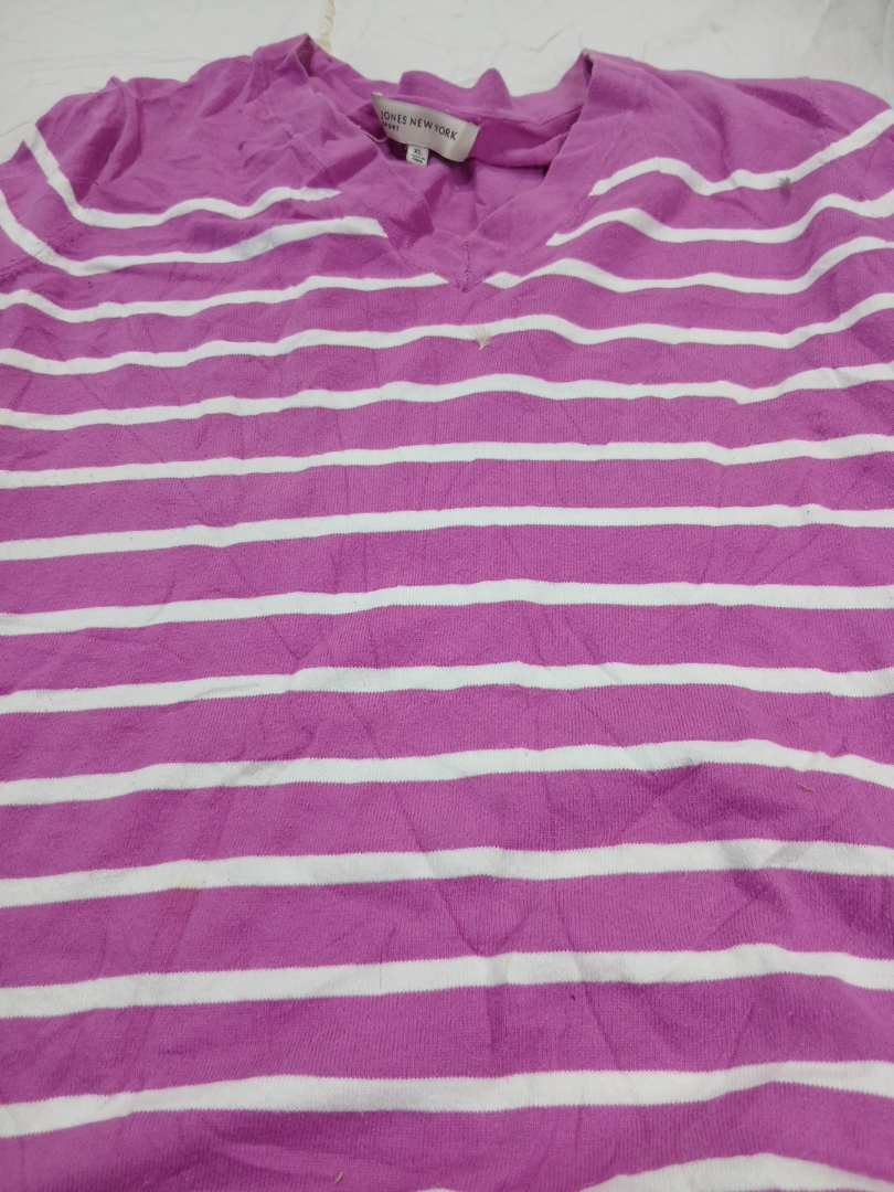 Jones New York Sport Pink Striped Knit Top
