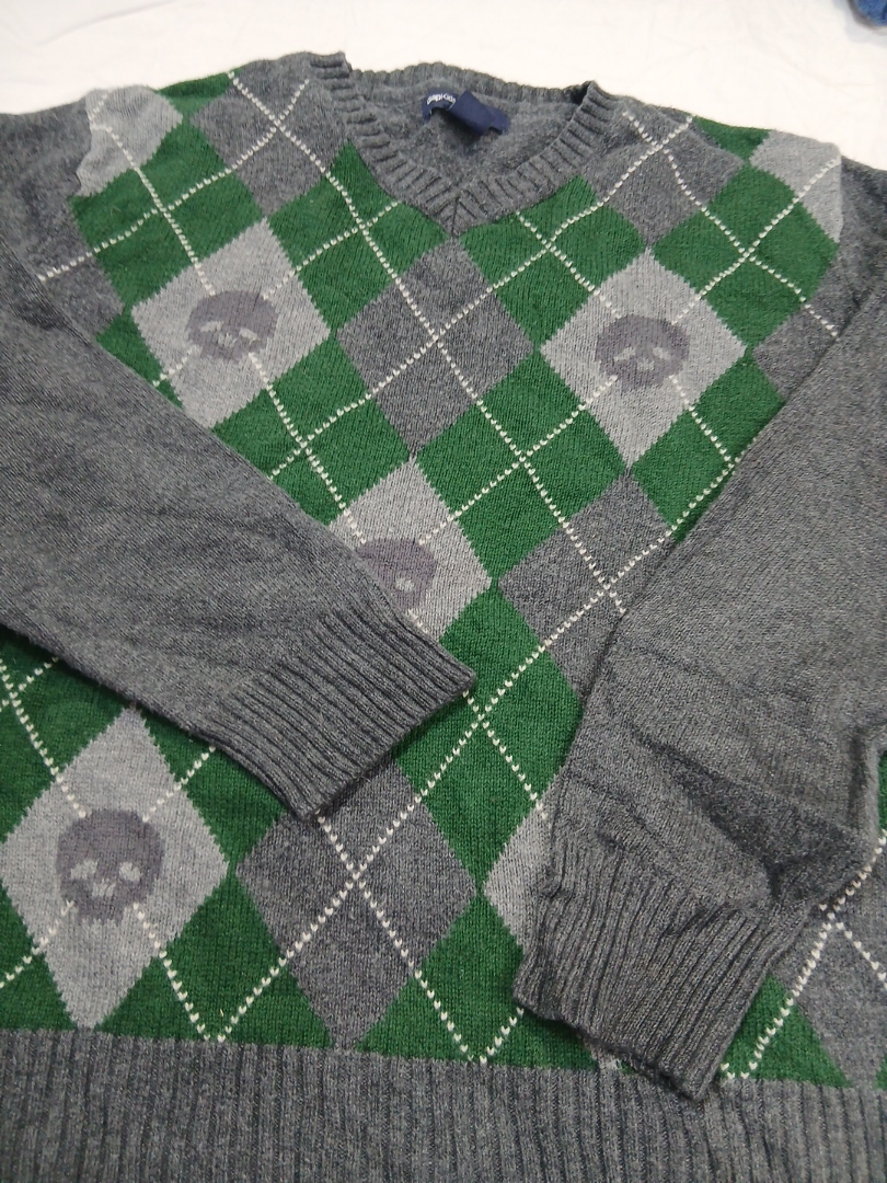 Green and Grey Argyle Sweater