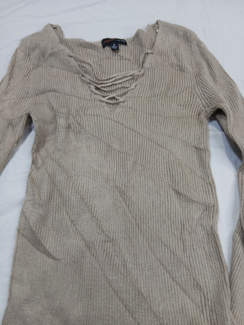 Top à lacets côtelé