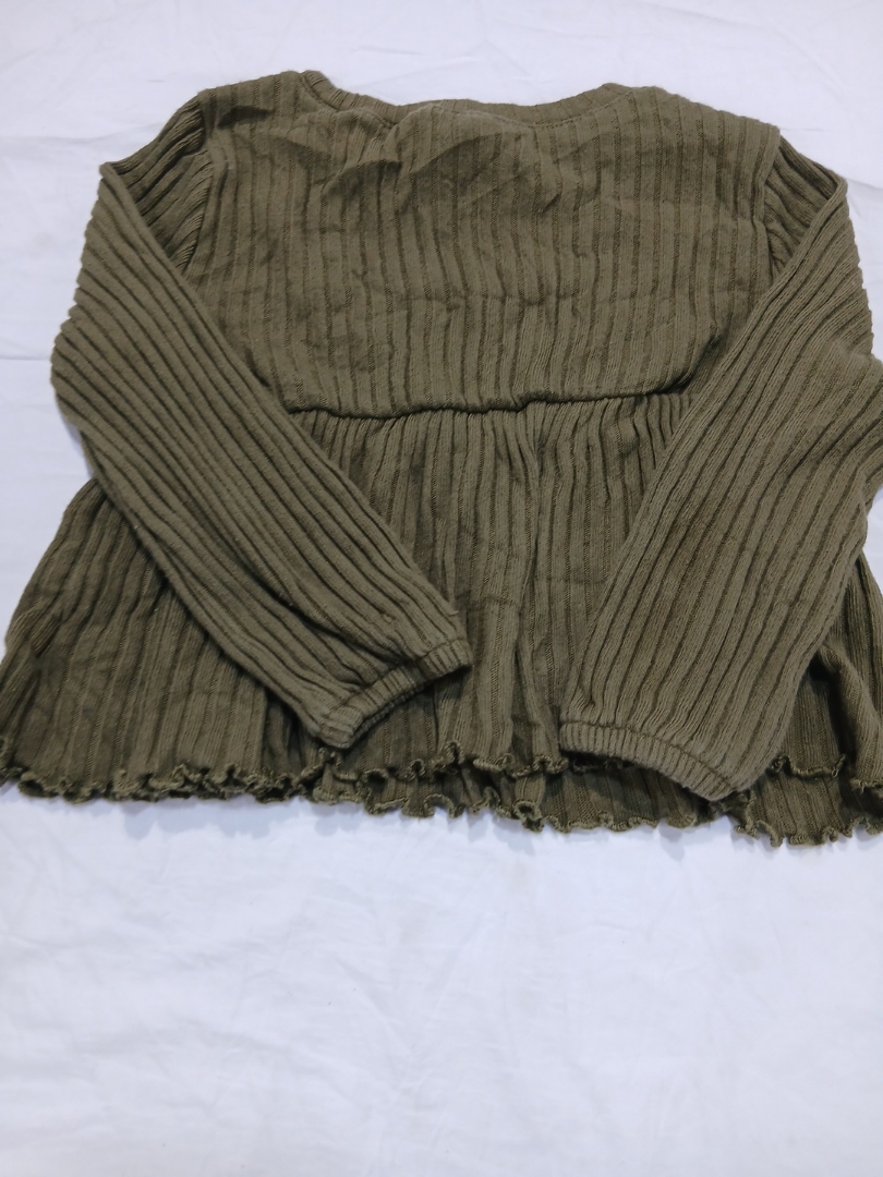 Olive Green Ribbed Knit Sweater